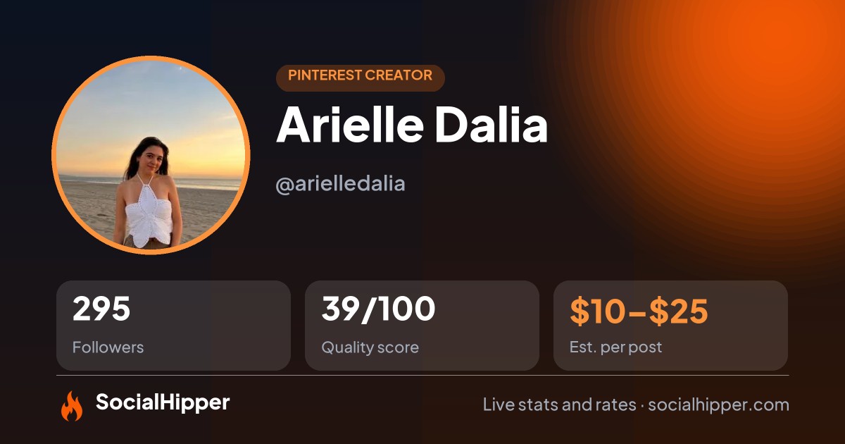Arielle Dalia Pinterest stats on SocialHipper