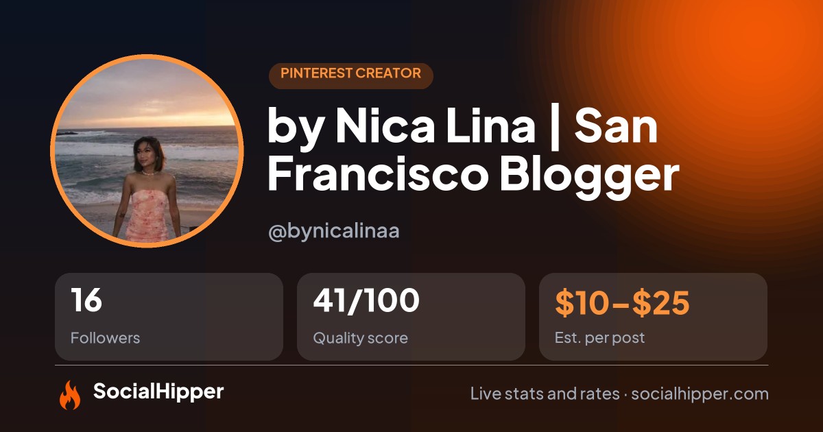 by Nica Lina | San Francisco Blogger Pinterest stats on SocialHipper