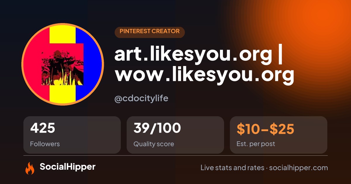 art.likesyou.org | wow.likesyou.org Pinterest stats on SocialHipper