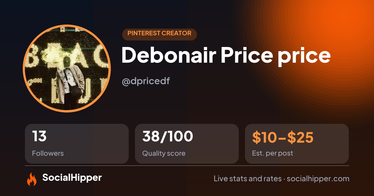 Debonair Price price Pinterest stats on SocialHipper