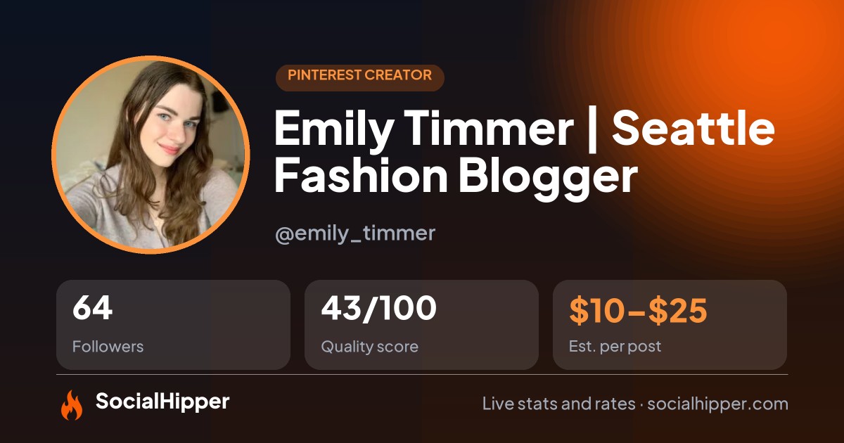 Emily Timmer | Seattle Fashion Blogger Pinterest stats on SocialHipper