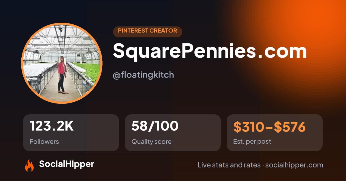 SquarePennies.com Pinterest stats on SocialHipper