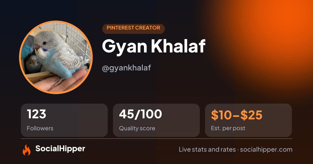 Gyan Khalaf Pinterest stats on SocialHipper