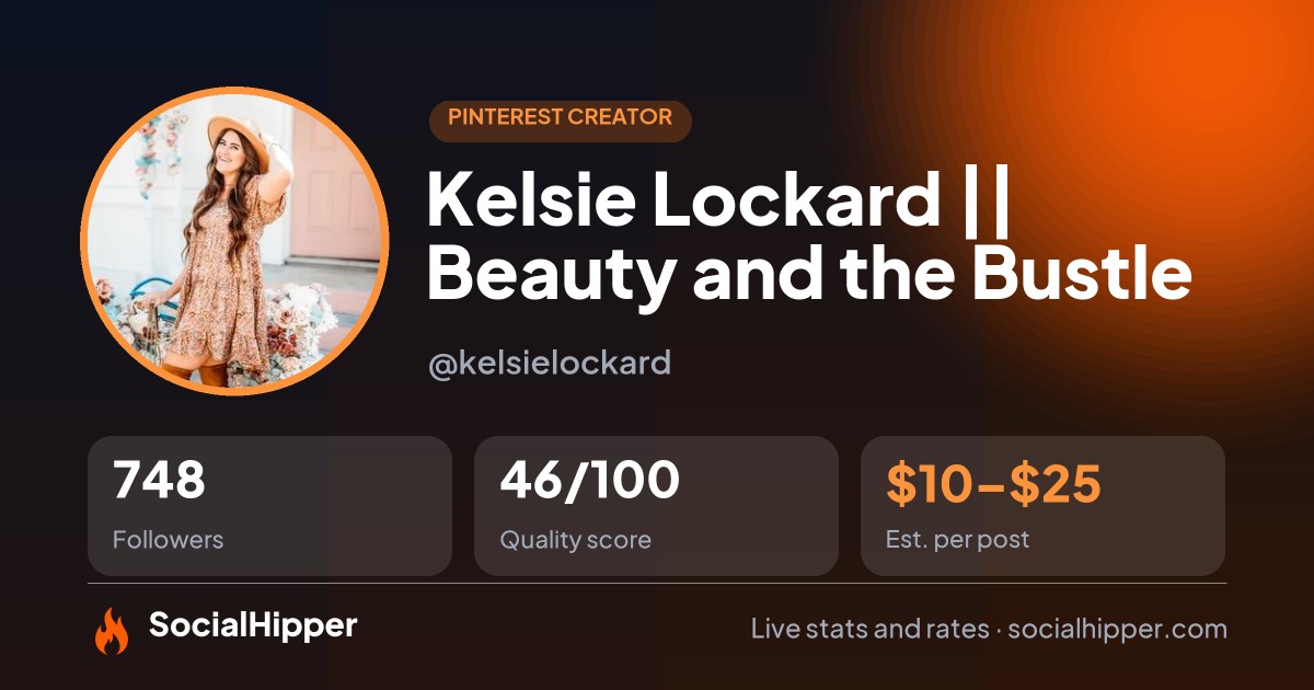 Kelsie Lockard || Beauty and the Bustle Pinterest stats on SocialHipper