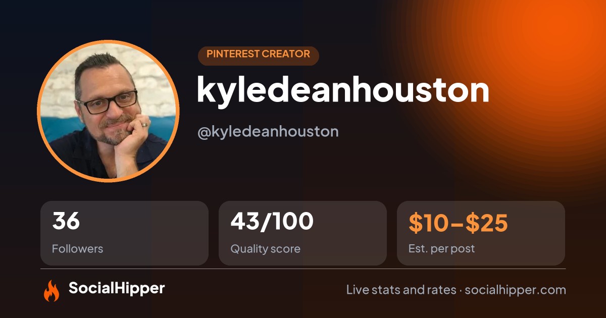 kyledeanhouston Pinterest stats on SocialHipper