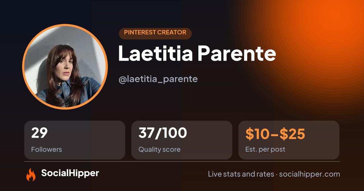 Laetitia Parente Pinterest stats on SocialHipper
