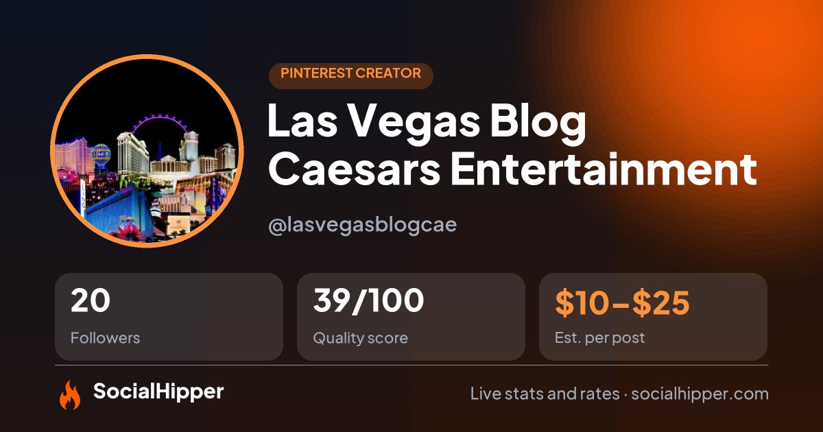 Las Vegas Blog Caesars Entertainment Pinterest stats on SocialHipper