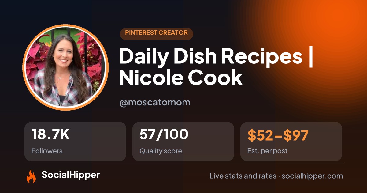 Daily Dish Recipes | Nicole Cook Pinterest stats on SocialHipper