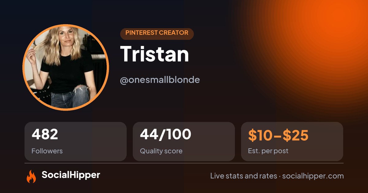 Tristan Pinterest stats on SocialHipper