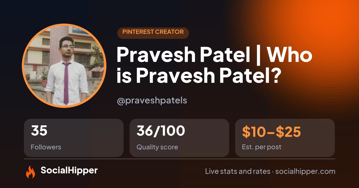 Pravesh Patel | Who is Pravesh Patel? Pinterest stats on SocialHipper
