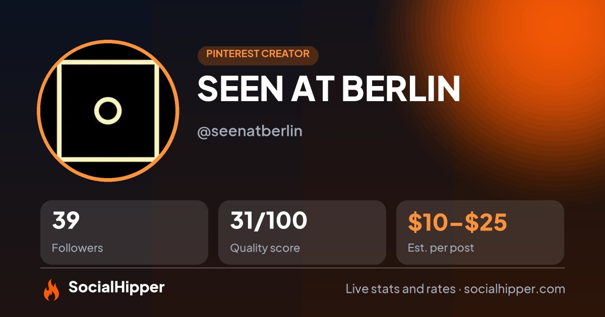 SEEN AT BERLIN Pinterest stats on SocialHipper