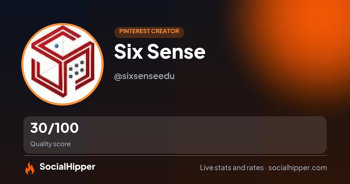 Six Sense Pinterest stats on SocialHipper