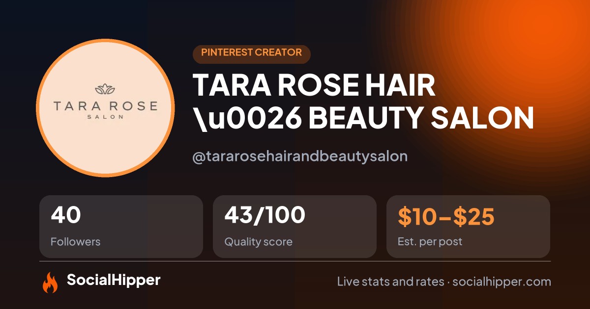 TARA ROSE HAIR \u0026 BEAUTY SALON Pinterest stats on SocialHipper