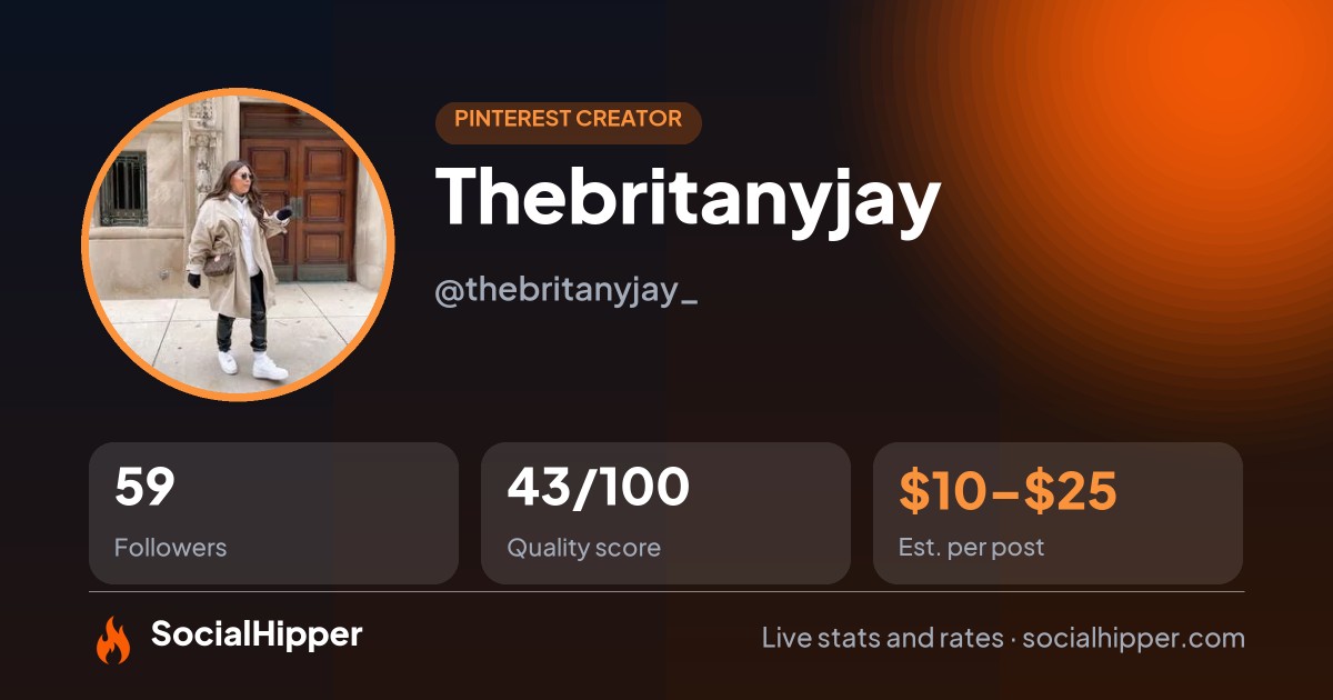 Thebritanyjay Pinterest stats on SocialHipper