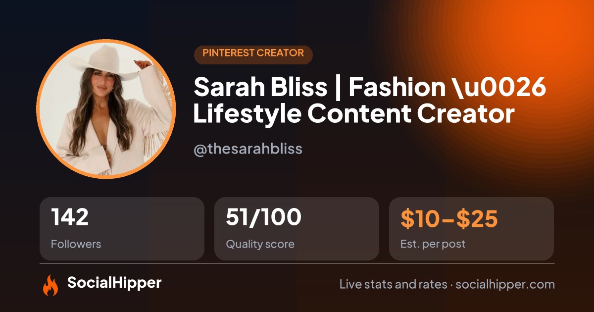Sarah Bliss | Fashion \u0026 Lifestyle Content Creator Pinterest stats on SocialHipper