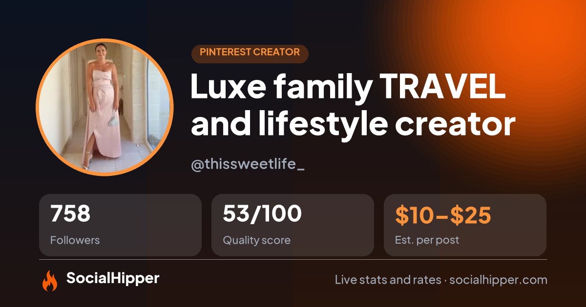 🌎 Luxe family TRAVEL and lifestyle creator Pinterest stats on SocialHipper