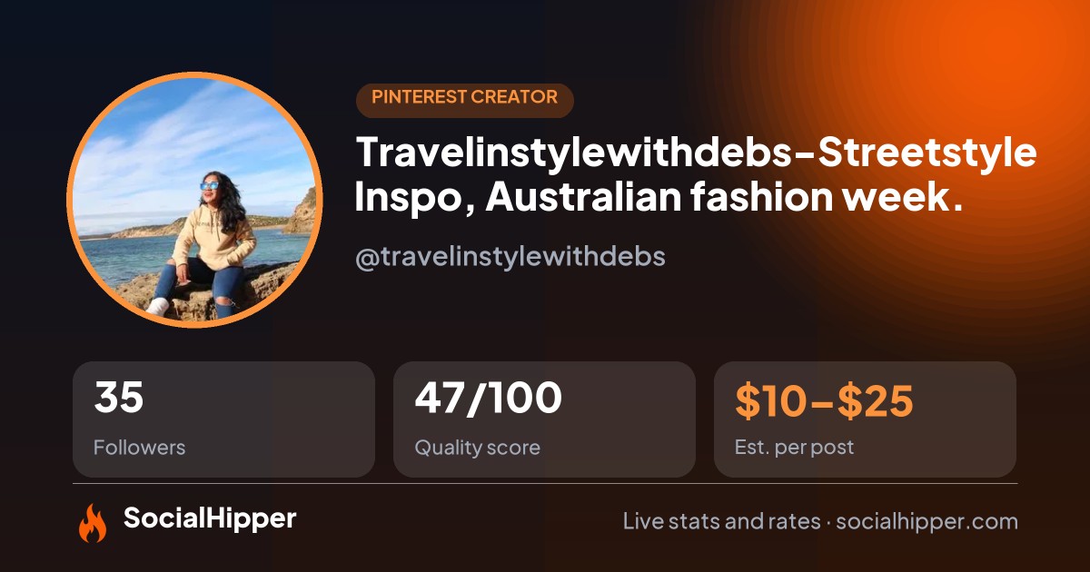 Travelinstylewithdebs-Streetstyle Inspo, Australian fashion week. Pinterest stats on SocialHipper