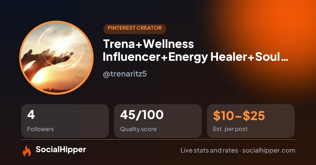 Trena+Wellness Influencer+Energy Healer+Soul Seer Pinterest stats on SocialHipper