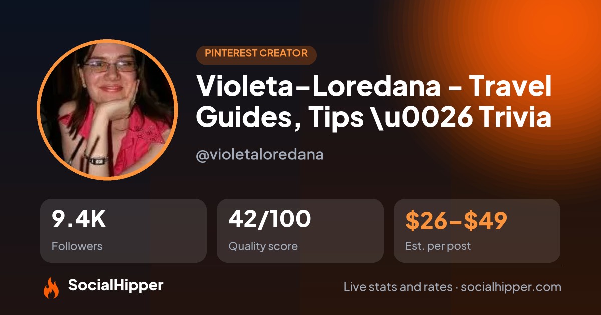Violeta-Loredana - Travel Guides, Tips \u0026 Trivia Pinterest stats on SocialHipper