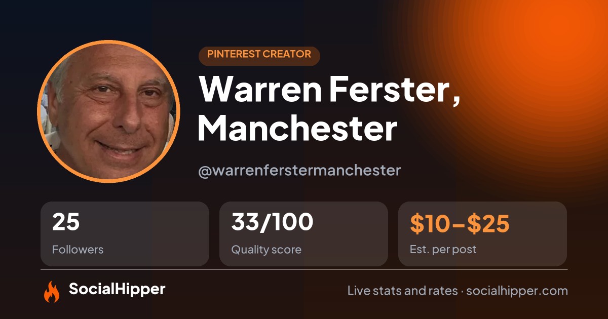 Warren Ferster, Manchester Pinterest stats on SocialHipper