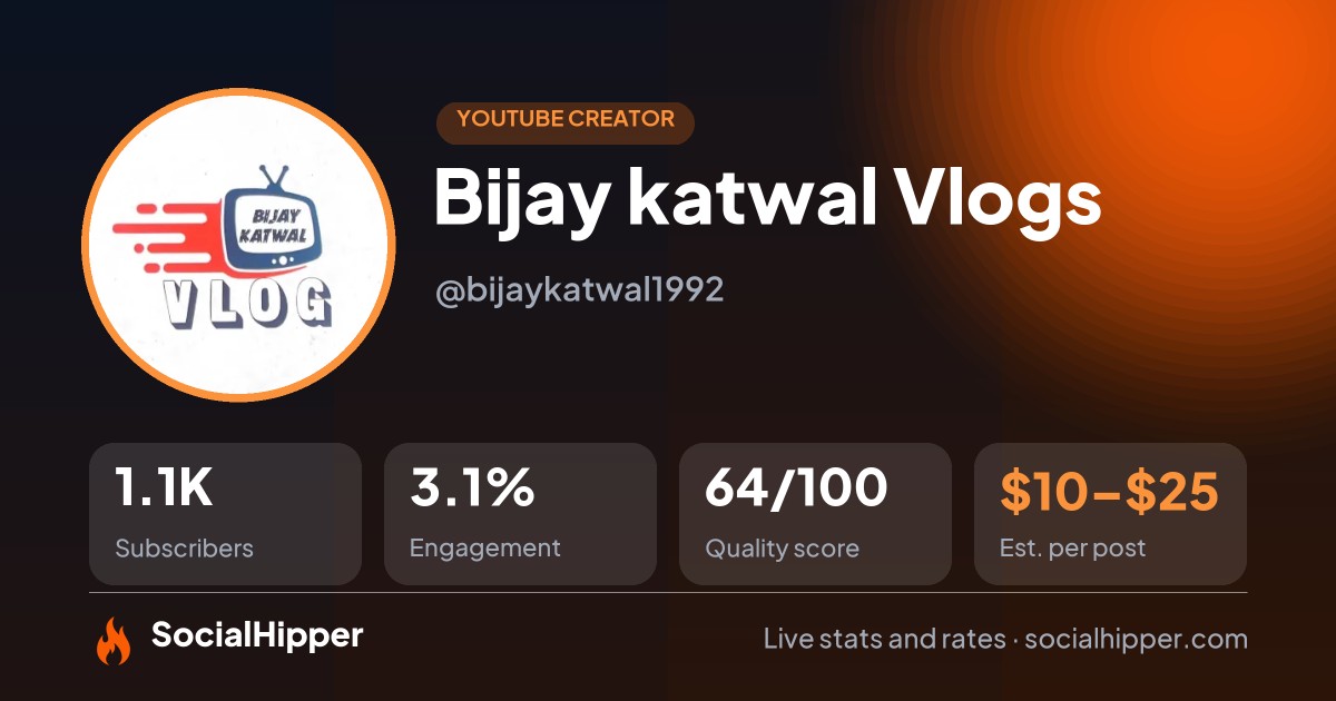 Bijay katwal Vlogs  YouTube stats on SocialHipper