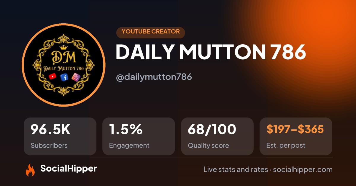 DAILY MUTTON 786 YouTube stats on SocialHipper