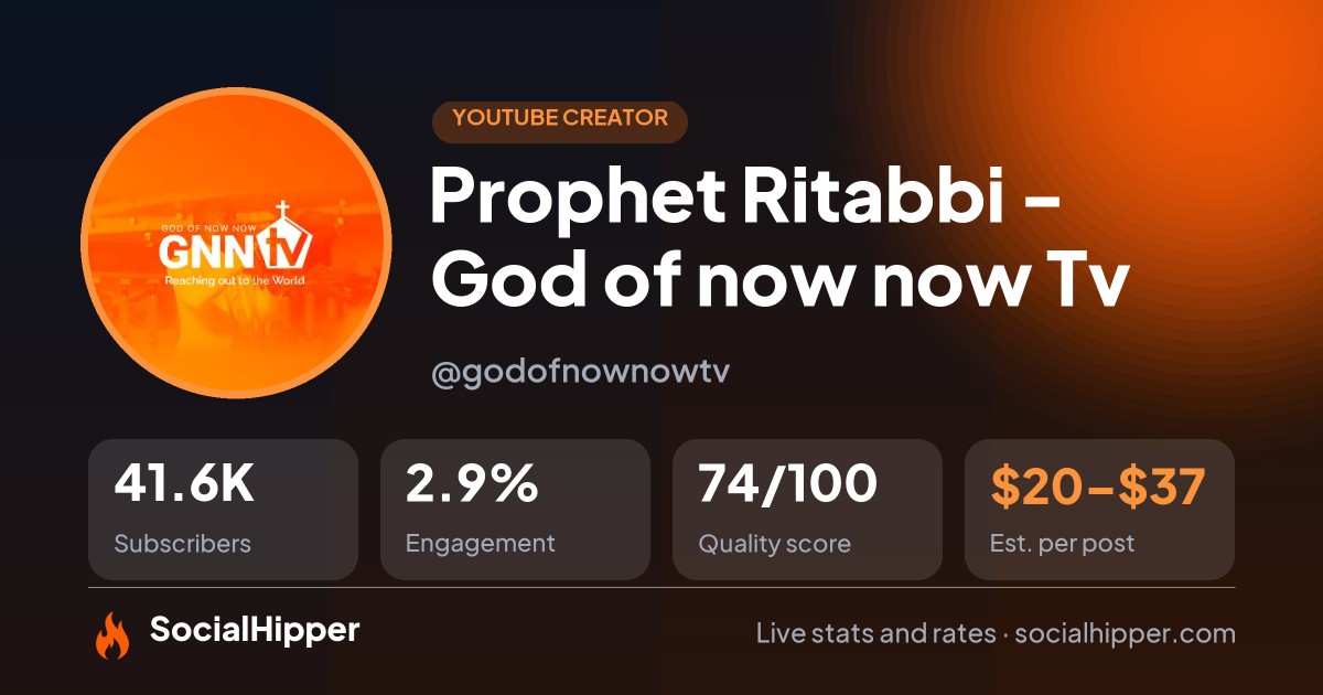Prophet Ritabbi - God of now now Tv YouTube stats on SocialHipper
