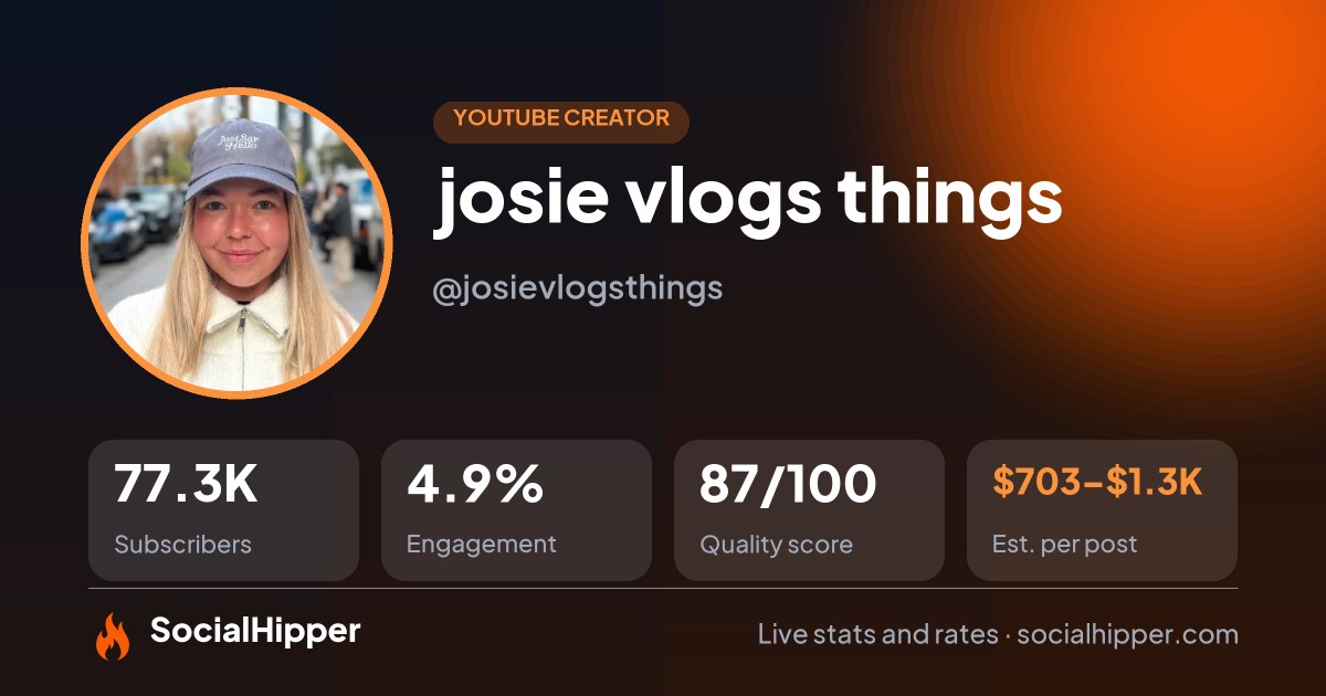 josie vlogs things YouTube stats on SocialHipper