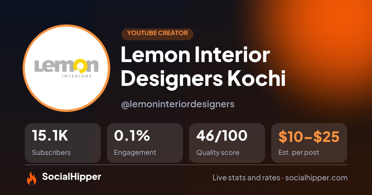 Lemon Interior Designers Kochi YouTube stats on SocialHipper