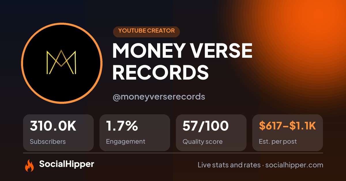 MONEY VERSE RECORDS YouTube stats on SocialHipper