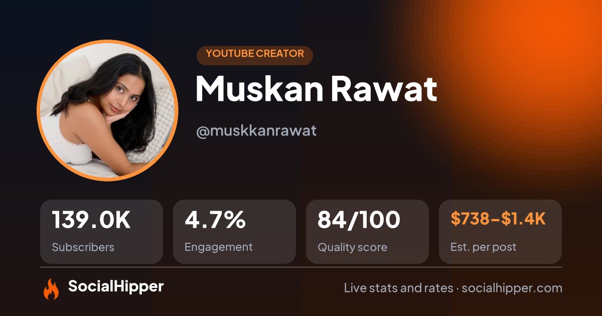 Muskan Rawat YouTube stats on SocialHipper