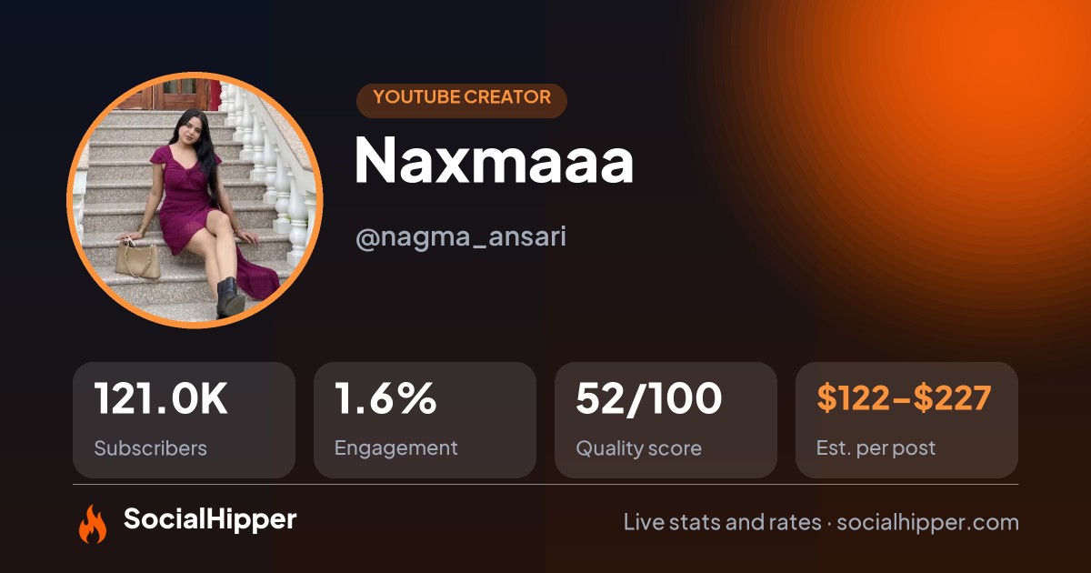 Naxmaaa YouTube stats on SocialHipper
