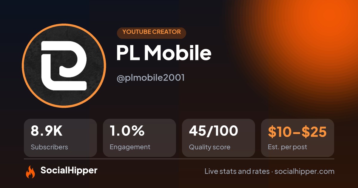 PL Mobile YouTube stats on SocialHipper