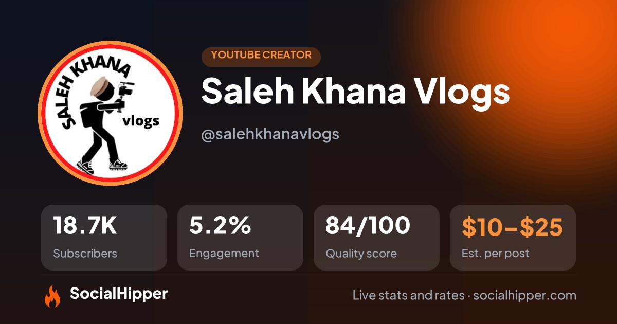  Saleh Khana Vlogs YouTube stats on SocialHipper