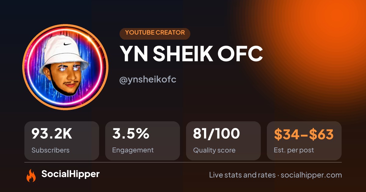 YN SHEIK OFC YouTube stats on SocialHipper