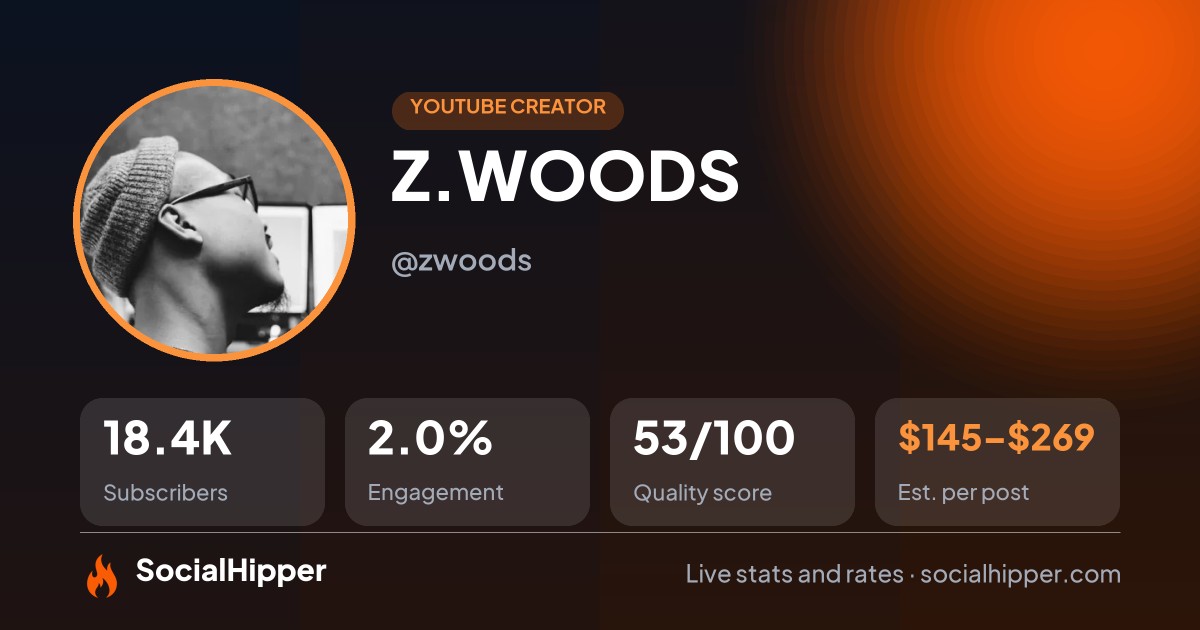 Z.WOODS YouTube stats on SocialHipper